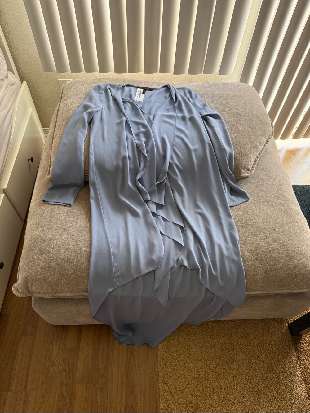 BCBGMaxAzria Light Blue Ruffle-Front Tunic